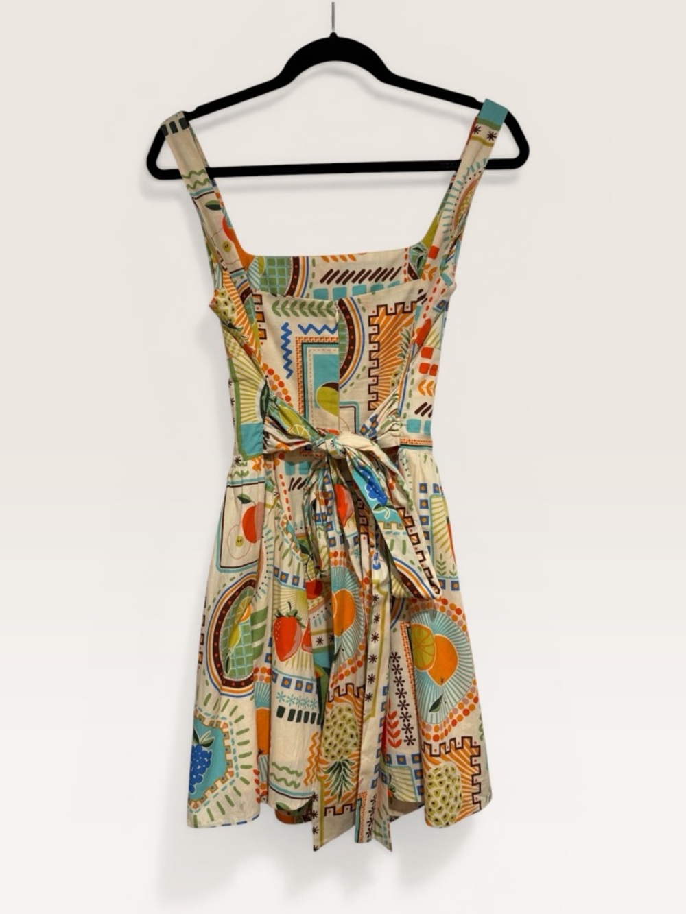 Moon River Fruit Print Mini Dress Size S Tie Back A Line Summer Vacation - Picture 2 of 3